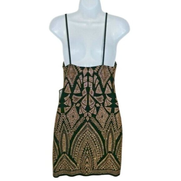 JUMP Apparel for Macy's Black & Gold Glitter Bodycon Sheath Dress Juniors sz 1/2 - Picture 3 of 9